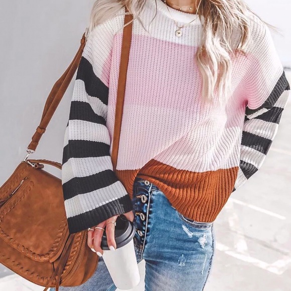 Big Striped Sleeve Turtleneck - Picture 2 of 9